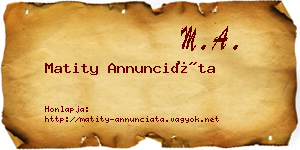 Matity Annunciáta névjegykártya
